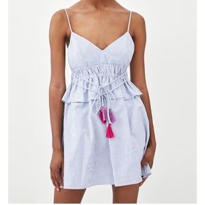 Zara seersucker tassel romper size S